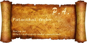 Patocskai Andor névjegykártya