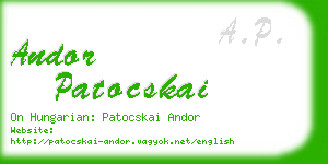 andor patocskai business card